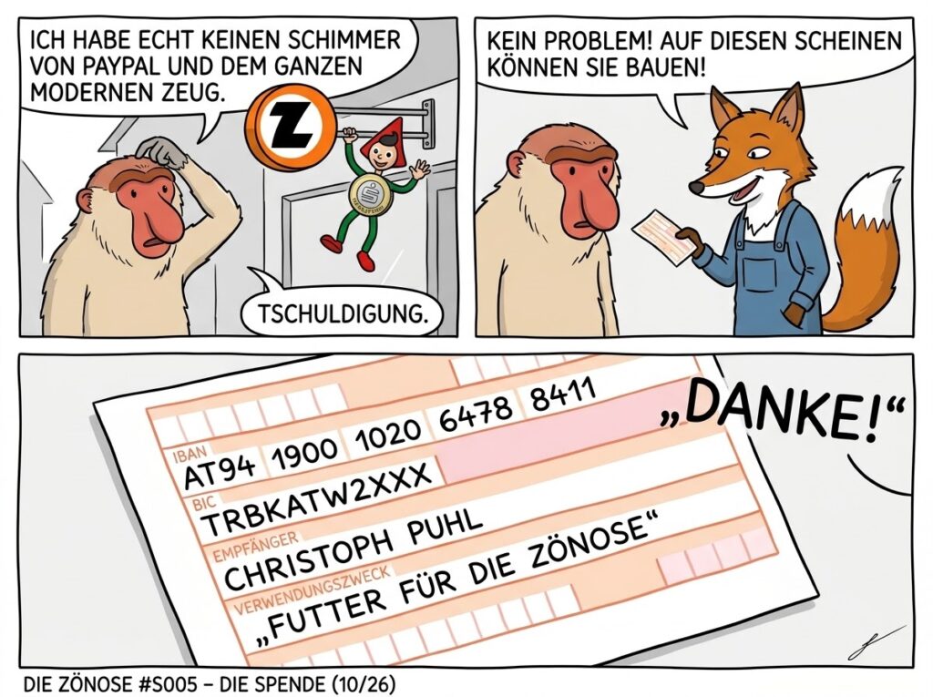 Die Spende. Gerne an Christoph Puhl, AT941900102064788411