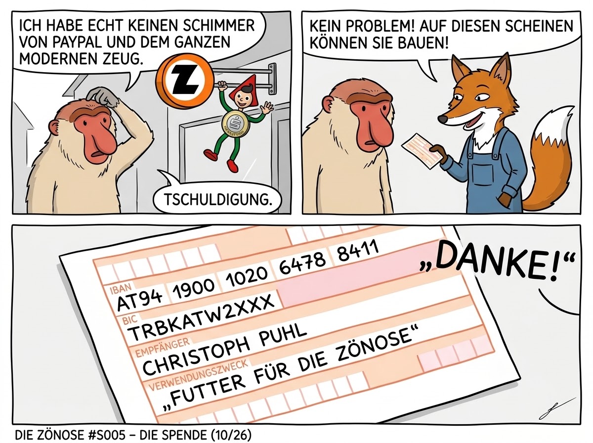 Die Spende. Gerne an Christoph Puhl, AT941900102064788411